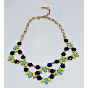 J. CREW Multicolor Faset Lucite Bib Necklace  20" w/Extender Beautiful!
